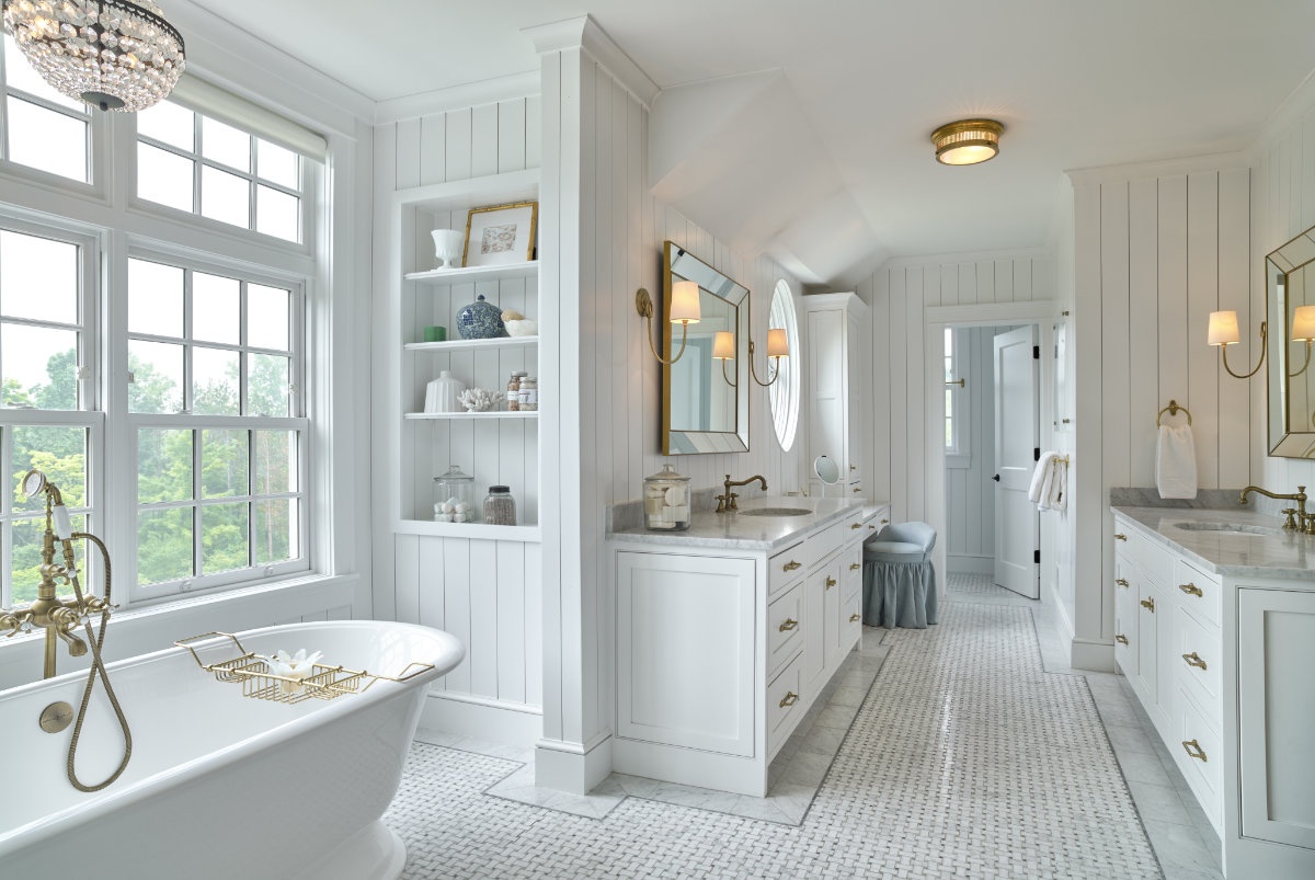 Pennsylvania Style Stone Farmhouse Master Bath